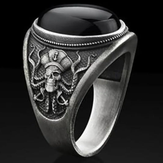 Goth Pirate Skeleton Octopus Ring – 2023 Retro Punk Ring with Black Zircon for Men & Women