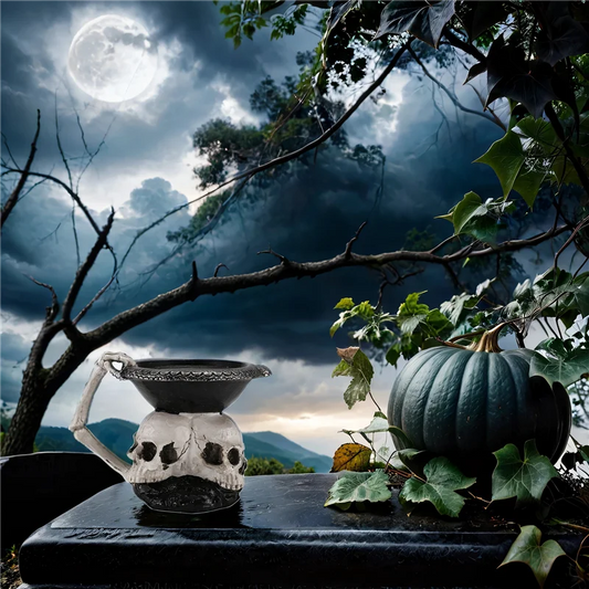 ABYP Skull Skeleton Candlestick Holder – Gothic Resin Tealight Candle Holder for Halloween Decor