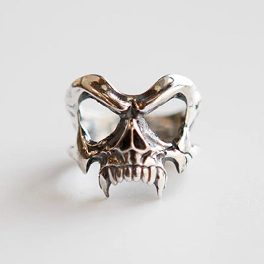 925 Sterling Silver Skeleton Head Punk Ring – Adjustable Luxury Jewelry for Women Wholesale