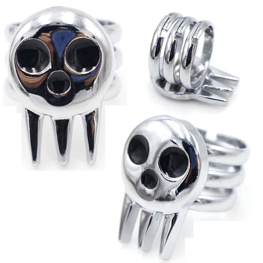 Anime Death The Kid Cosplay Rings – Unisex Adjustable Skull Ring Prop Jewelry Accessories