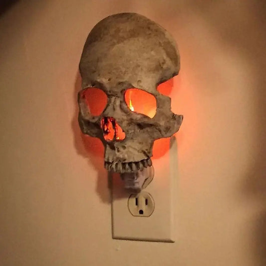 Safe Resin Halloween Skull Night Light – Gothic Horror Lamp with US/EU Plug