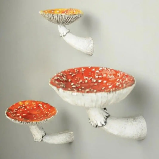 Mushroom Head Candle Holder – Wall-Mounted Floating Shelf & Resin Storage Tray