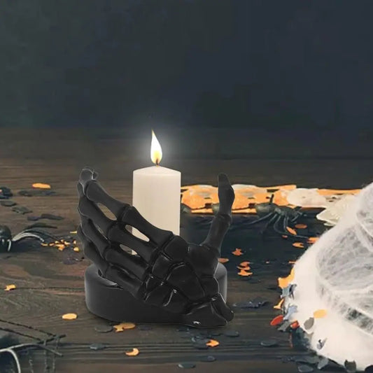 Funny Resin Skeleton Hand Candlestick – Handmade Gothic Candle Holder for Halloween Decor