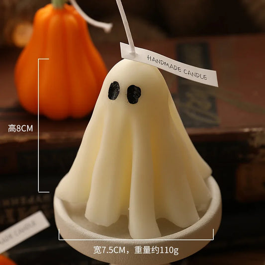 Handcrafted Halloween Ghost Scented Candle – Lavender Aroma, Single Wick Jar, Irregular Shape