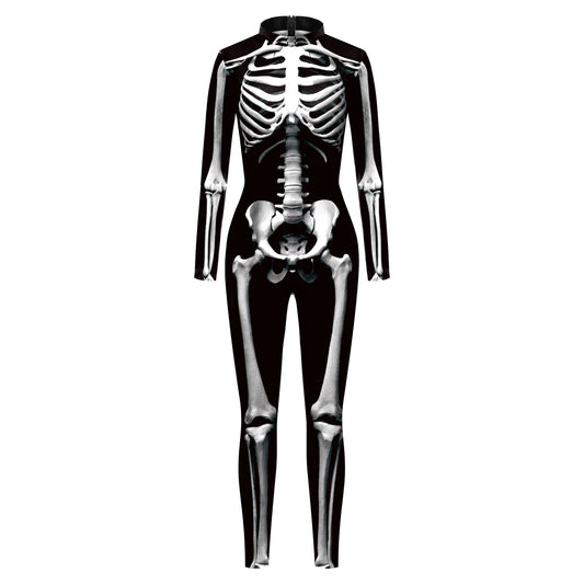 [You're My Secret] Halloween Women Adult Cosplay Jumpsuit – Skeleton Bodysuit Zombie Party Outfit