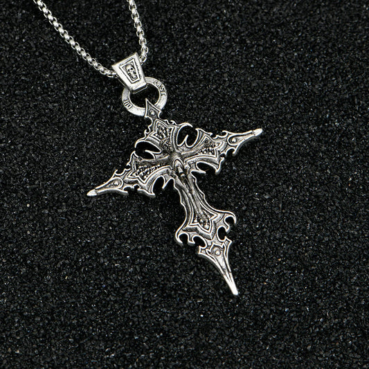 Fashionable and Personalized Retro Gothic Nail Cross Skull Pendant Necklace – Halloween Jewelry
