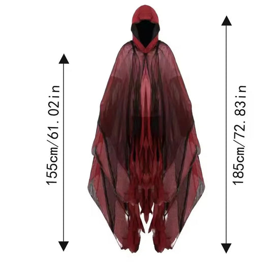 Halloween Ghost Dementors Sorceress Cosplay Costume – Gothic Zombie Tattered Hooded Cape