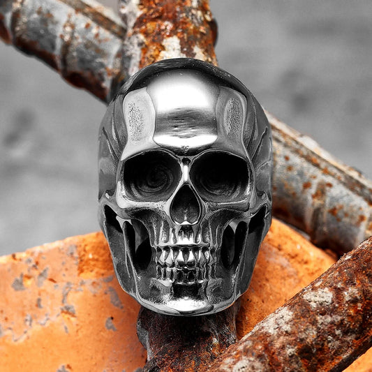 Gothic Punk Skull Stainless Steel Men’s Ring – Retro Trendy Dominant Biker Jewelry Gift for Him