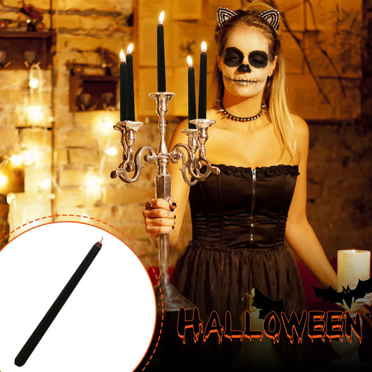 Terrifying Tall Bleeding Blooddrop Candles – Unscented Black Tapered Spooky Candle Set