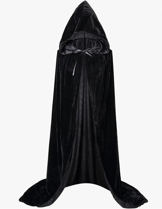 Christmas Pleuche Velvet Cloak – Hooded Medieval Cape for Witch, Wicca, Vampire & Holiday Cosplay