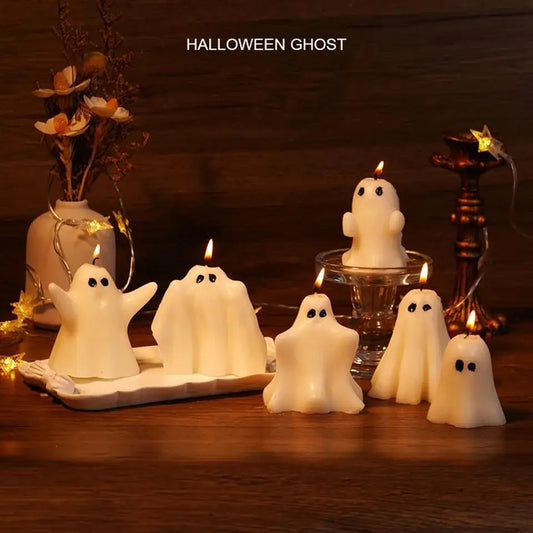 NSDM Halloween White Ghost Fragrance Candle – Gothic Tea Lantern & Spooky Room Decor