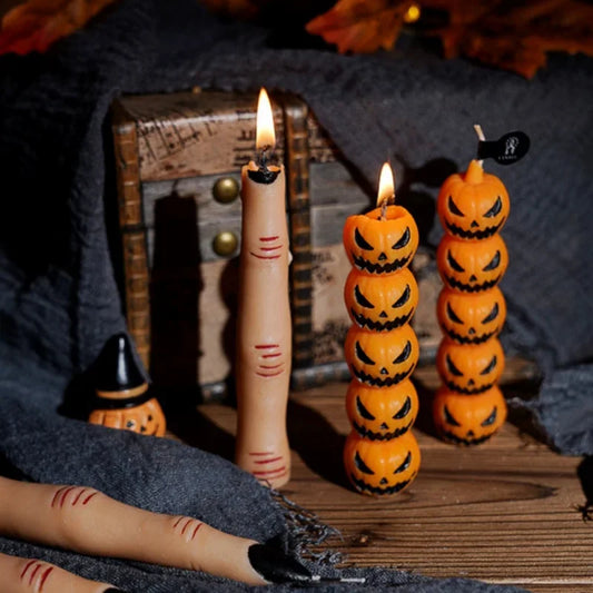 Halloween Scented Stick Wax Set – Handmade Soy Wax Candles (Pumpkin, Skull, Finger)