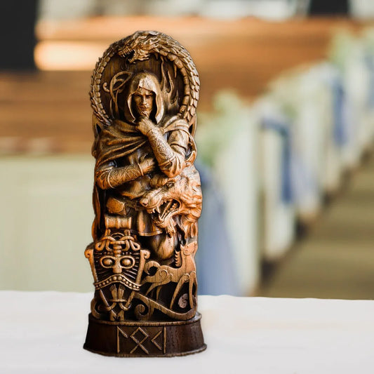 Nordic Gods Odin Statue Decoration – Viking Pantheon Figurine for Desktop & Altar