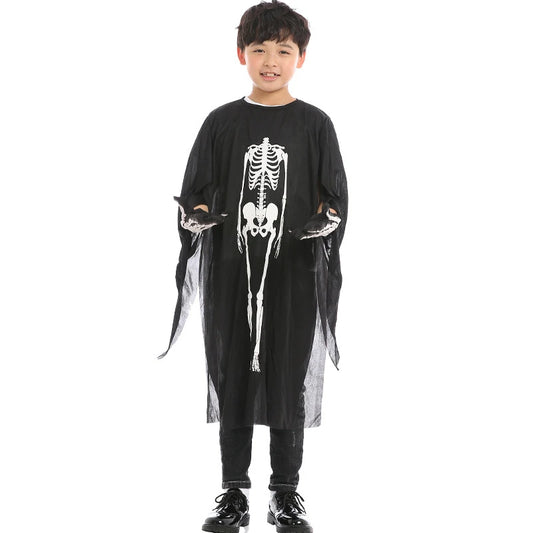 Halloween Scary Skeleton Ghost Cosplay Costume – Masks, Gloves & Full Suit for Adults & Kids