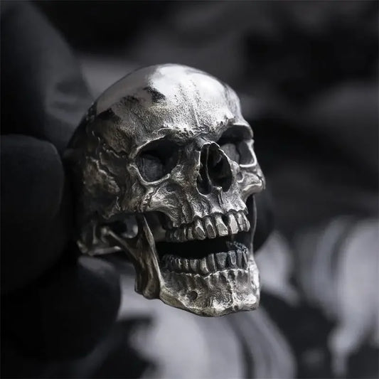 Gothic Punk Exaggerated Demon Skull Ring – Cool Men’s 316L Stainless Steel Biker Jewelry Gift
