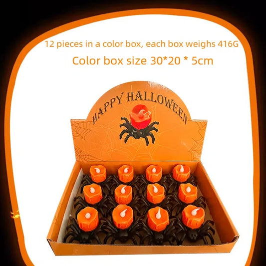 LED Electronic Glowing Spider Candle Lamp – Halloween Spooky Décor & Party Enhancer
