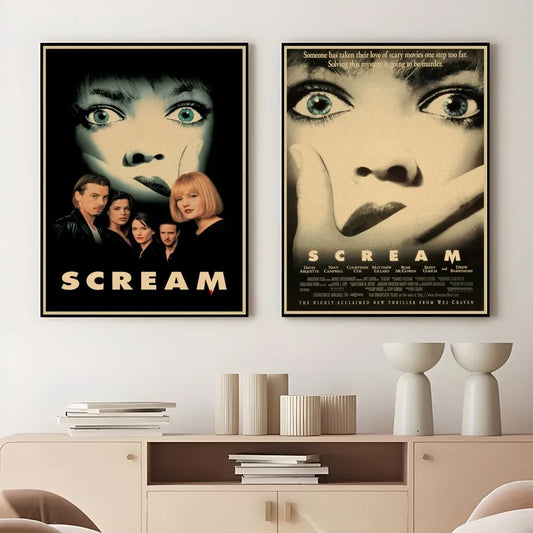 Classic Horror Thriller Movie S-ScreaM Retro Poster – Waterproof Sticky Wall Art for Home & Bar Decor