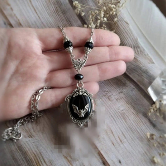 Halloween Black Bat Vampire Jewelry Set – Gothic Earrings, Necklace & Ring for Women & Girls