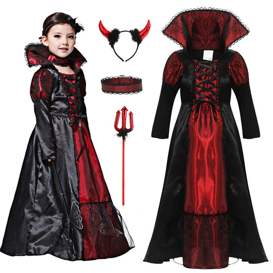Gothic Vampire Costume for Baby Girls – Halloween Princess Party Dress & Kids Cosplay Outfit