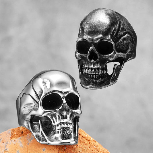Gothic Punk Skull Stainless Steel Men’s Ring – Retro Trendy Dominant Biker Jewelry Gift for Him