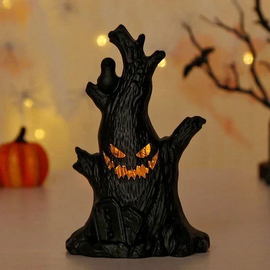 Halloween LED Glow Ghost Tree Light – Spooky Home Decoration Candle Lamp