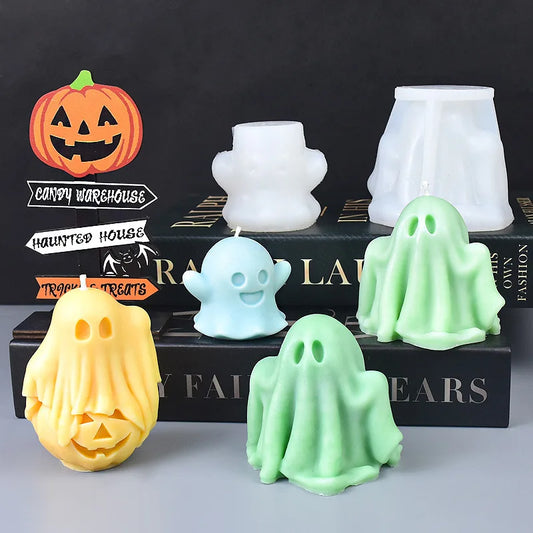 Halloween Ghost & Pumpkin Candle Silicone Mold – DIY Resin, Gypsum & Wax Craft Mould