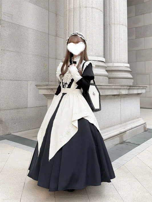 Gothic Lolita Maid Dress Victorian Style Long Sleeve Cosplay Outfit Classic Lace Apron Costume for Women Elegant Party Wear 2025