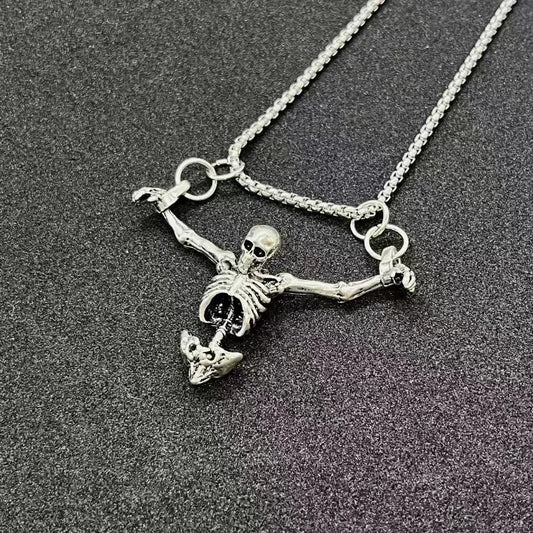 Punk Style Punished Man Skull Pendant Necklace – Vintage Hip Hop Jewelry for Men