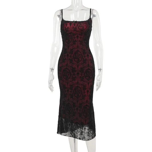Gothic Sexy Long Fishtail Dress for Women – New Spaghetti Strap Sleeveless Backless Ruched Vintage Maxi Dress Vestidos