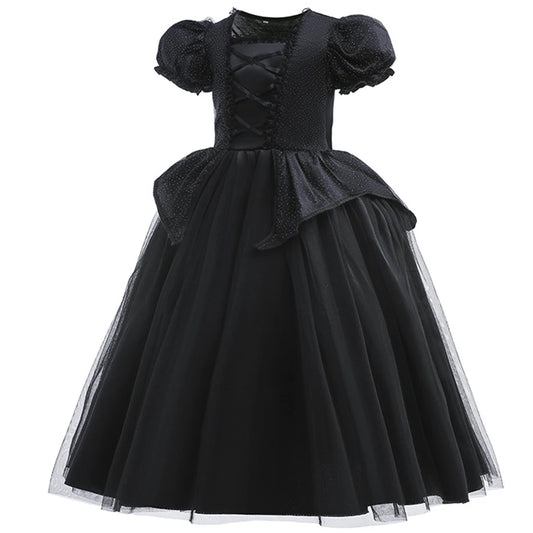 Girl Black Witch Cosplay Dress – Kids Halloween Carnival Evil Queen Costume
