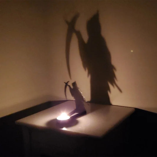 Halloween Projection Shadow Candlestick – Gothic Horror Atmosphere Candle Holder