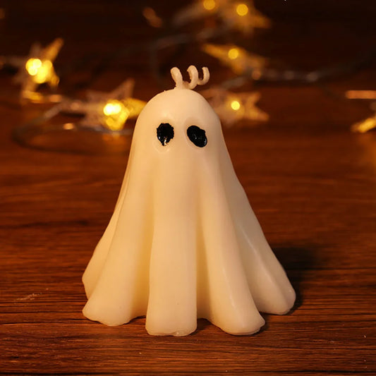 NSDM Halloween White Ghost Fragrance Candle – Gothic Tea Lantern & Spooky Room Decor