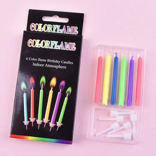 Colored Birthday Party Supplies – 6/12pcs Multicolor Wedding & Dessert Cake Candles with Safe Flames