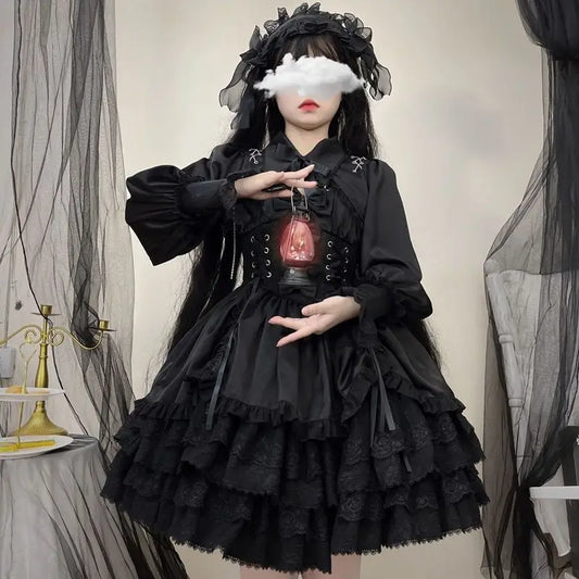 Japanese Victorian Gothic Lolita Dress – Punk Style Lace Bow Party & Cosplay Princess Dress