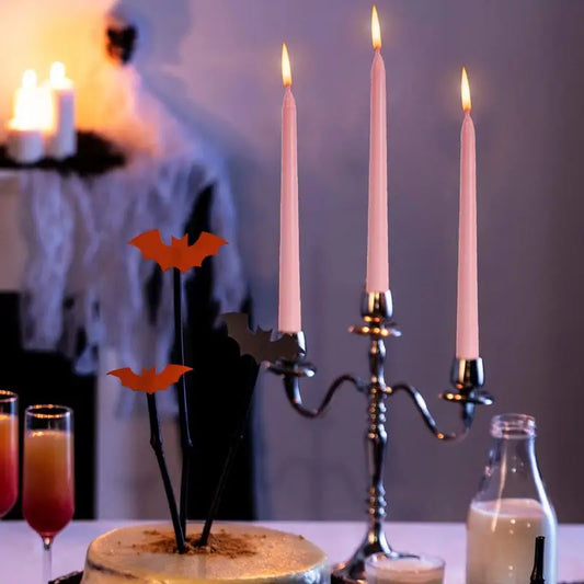 4-Pack Tall Bleeding Candles – Black Tapered Candlesticks with Spooky Blood Drip Effect