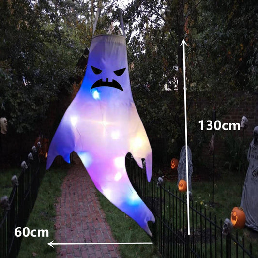 Large LED Halloween Hanging Ghost – Glowing Outdoor Light & Spooky Party Prop