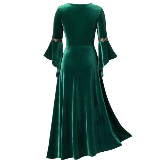 Halloween Women’s Medieval Vampire Witch Dress – Vintage Gothic Long Sleeve Cosplay Costume