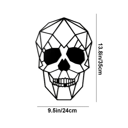 Human Skull Halloween Metal Wall Art Decor — Matte Black Wall Hanging
